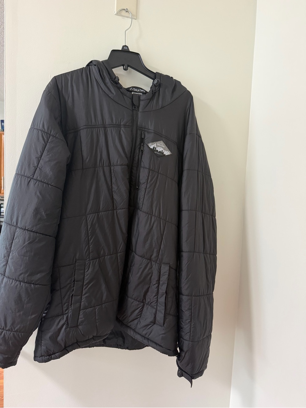 Men's Black Quilted Performance Jacket with Hood